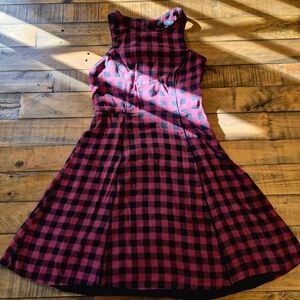 Sanctuary XS Red Black Buffalo Plaid Fit & Flare Sleeveless Mini Dress Lined
